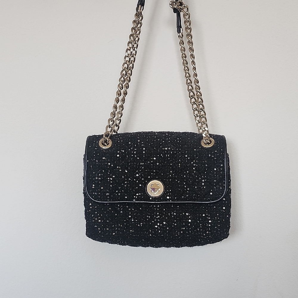 Kate Spade Black and Gold Shoulder Bag with Chain Strap